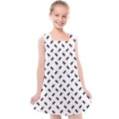 Fly Phot Motif Seamless Black And White Pattern Kids  Cross Back Dress by dflcprintsclothing