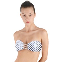 Fly Phot Motif Seamless Black And White Pattern Twist Bandeau Bikini Top by dflcprintsclothing