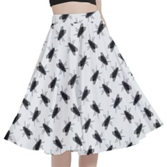 Fly Phot Motif Seamless Black And White Pattern A-line Full Circle Midi Skirt With Pocket by dflcprintsclothing