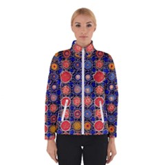 Retro Geometric Shapes And Flowers 3 Women s Bomber Jacket by violetheavensky