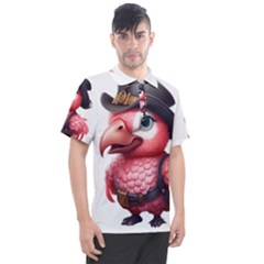 Kawaii Pink Parrot Pirate Men s Polo T-shirt by KawaiiArtStyle