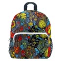 Mid Century Retro Floral 1970s 1960s Pattern 56 Kids  Age 5-10 Lightweight School Backpack with Side Pockets View1