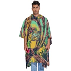 Monkey Tiger Bird Parrot Forest Jungle Style Men s Hooded Rain Ponchos by Grandong