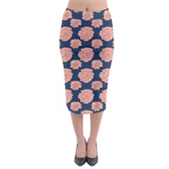 Retro 1880s Flowers Pattern 16 Midi Pencil Skirt by violetheavensky