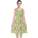 Retro 1880s Flowers Pattern 17 V-Neck Midi Sleeveless Dress  View1