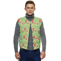 Retro 1880s Flowers Pattern 17 Men s Button Up Puffer Vest	 by violetheavensky