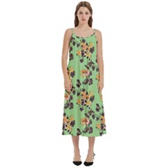Retro 1880s Flowers Pattern 24 Casual Spaghetti Strap Midi Dress by violetheavensky