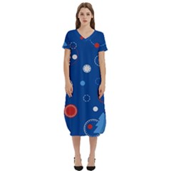 Christmas Pattern Tree Design T-shirt Midi Dress With Pockets by Paksenen