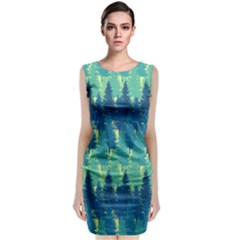 Christmas Trees Pattern Digital Paper Seamless Sleeveless Velvet Midi Dress by Paksenen