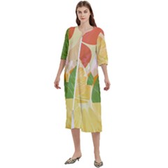 Citrus Fruit Healthy Vitamin Women s Cotton 3/4 Sleeve Nightgown by Paksenen