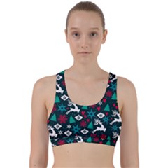 Holiday Season Pattern December Happy Holidays Merry Christmas Winter Family Festive New Year Back Weave Sports Bra by Maspions