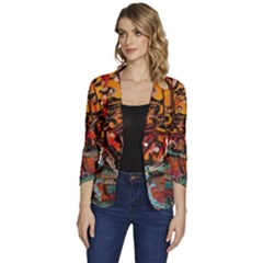 Image Women s One-button 3/4 Sleeve Short Jacket