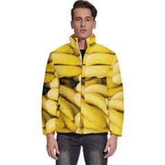 Bananas, Macro, Fruits, Ripe Bananas Men s Puffer Bubble Jacket Coat by kyorashop23