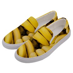 Bananas, Macro, Fruits, Ripe Bananas Men s Canvas Slip Ons by kyorashop23