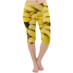 Bananas, Macro, Fruits, Ripe Bananas Lightweight Velour Cropped Yoga Leggings by kyorashop23