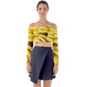 Bananas, Macro, Fruits, Ripe Bananas Long Sleeve Off Shoulder Crop Top View1