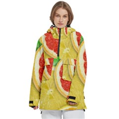 Fruit, Lemon Women s Pullover Zip Ski And Snowboard Waterproof Breathable Jacket by kyorashop23