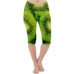 Kiwi Fruits, Close-up, Exotic Fruit Lightweight Velour Cropped Yoga Leggings by kyorashop23