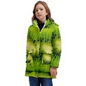 Kiwi Fruits, Close-up, Exotic Fruit Kids  Hooded Longline Puffer Jacket View3