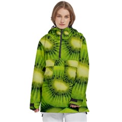 Kiwi Fruits, Close-up, Exotic Fruit Women s Pullover Zip Ski And Snowboard Waterproof Breathable Jacket by kyorashop23