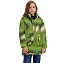 Kiwi Texture, Background With Kiwi, Fruits, Kiwi Kids  Hooded Longline Puffer Jacket View1