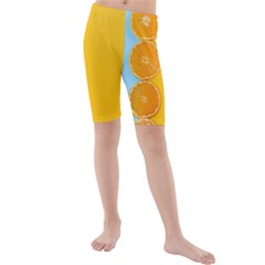 Orange, Slices, Fruit, Citrus Kids  Mid Length Swim Shorts by kyorashop23