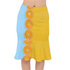 Orange, Slices, Fruit, Citrus Short Mermaid Skirt by kyorashop23