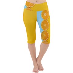 Orange, Slices, Fruit, Citrus Lightweight Velour Cropped Yoga Leggings by kyorashop23