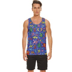 Grateful Dead Dancing Bears Pattern Men s Wide Collar Tank Top by Salmanaz77