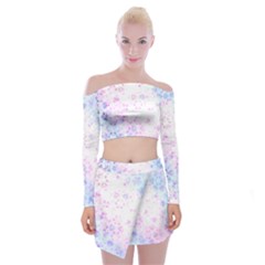 Digital Art Artwork Abstract Pink Purple Off Shoulder Top With Mini Skirt Set by Dutashop