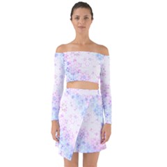 Digital Art Artwork Abstract Pink Purple Off Shoulder Top With Skirt Set by Dutashop