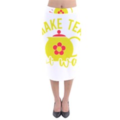 Make Tea Not War  Velvet Midi Pencil Skirt by ConteMonfrey