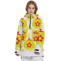 Make Tea Not War  Women s Pullover Zip Ski And Snowboard Waterproof Breathable Jacket by ConteMonfrey