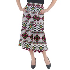 Ukrainian Folk Seamless Pattern Ethnic Ornament Border Element Traditional Midi Mermaid Skirt by Grandong