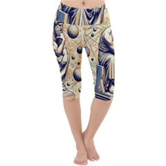 Thinker Sculpture Design Geometric Lightweight Velour Cropped Yoga Leggings by Salmanaz77