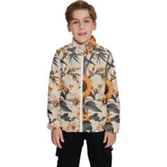 Sunflower Flowers Nature Trees Kids  High Neck Windbreaker