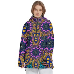 Mandala Fishes   Women s Pullover Zip Ski And Snowboard Waterproof Breathable Jacket by ConteMonfrey