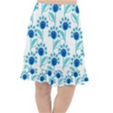 Blue Daisy Minimalist Leaves   Fishtail Chiffon Skirt View1