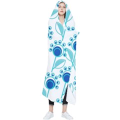 Blue Daisy Minimalist Leaves   Wearable Blanket by ConteMonfrey