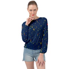 Christmas Sky Happy Banded Bottom Chiffon Top by Dutashop