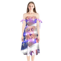 Donald Trump Flag Shoulder Tie Bardot Midi Dress by vintagetrump