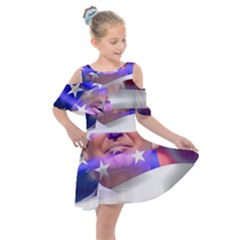 Donald Trump Flag Kids  Shoulder Cutout Chiffon Dress by vintagetrump