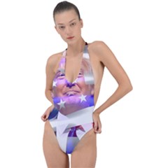 Donald Trump Flag Backless Halter One Piece Swimsuit by vintagetrump