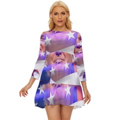 Donald Trump Flag Long Sleeve Babydoll Dress by vintagetrump