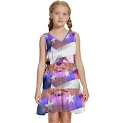 Donald Trump Flag Kids  Sleeveless Tiered Mini Dress by vintagetrump