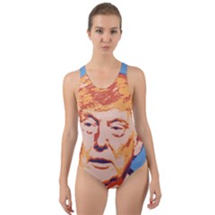 Orange Donald Trump Cut-out Back One Piece Swimsuit by vintagetrump