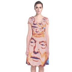 Orange Donald Trump Short Sleeve Front Wrap Dress by vintagetrump