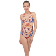 Orange Donald Trump Halter Front Plunge Swimsuit by vintagetrump