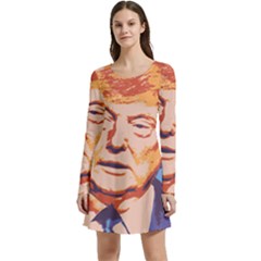 Orange Donald Trump Long Sleeve Velour Skater Dress by vintagetrump