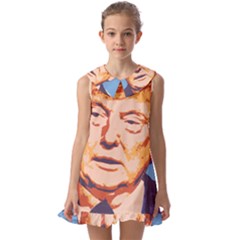 Orange Donald Trump Kids  Pilgrim Collar Ruffle Hem Dress by vintagetrump